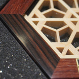 Fu-rin Kazan | 【縞黑檀&帕羅沙木】雙拼。櫻。組子六角杯墊