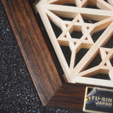 Fu-rin Kazan｜【縞黑檀】八重麻桔梗組子六角杯墊