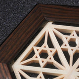 Fu-rin Kazan｜【縞黑檀】八重麻桔梗組子六角杯墊