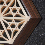 Fu-rin Kazan｜【縞黑檀】八重麻桔梗組子六角杯墊