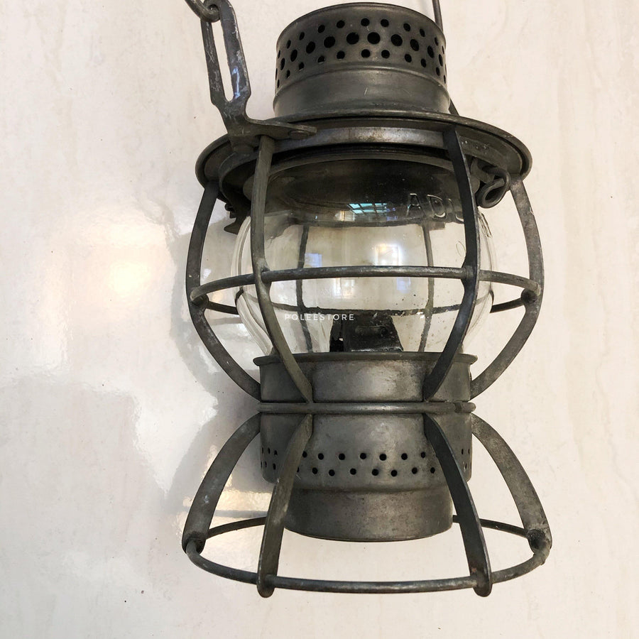 老件｜50年代吊掛中型油燈 鐵道燈 J (清原玻) - Polee Store
